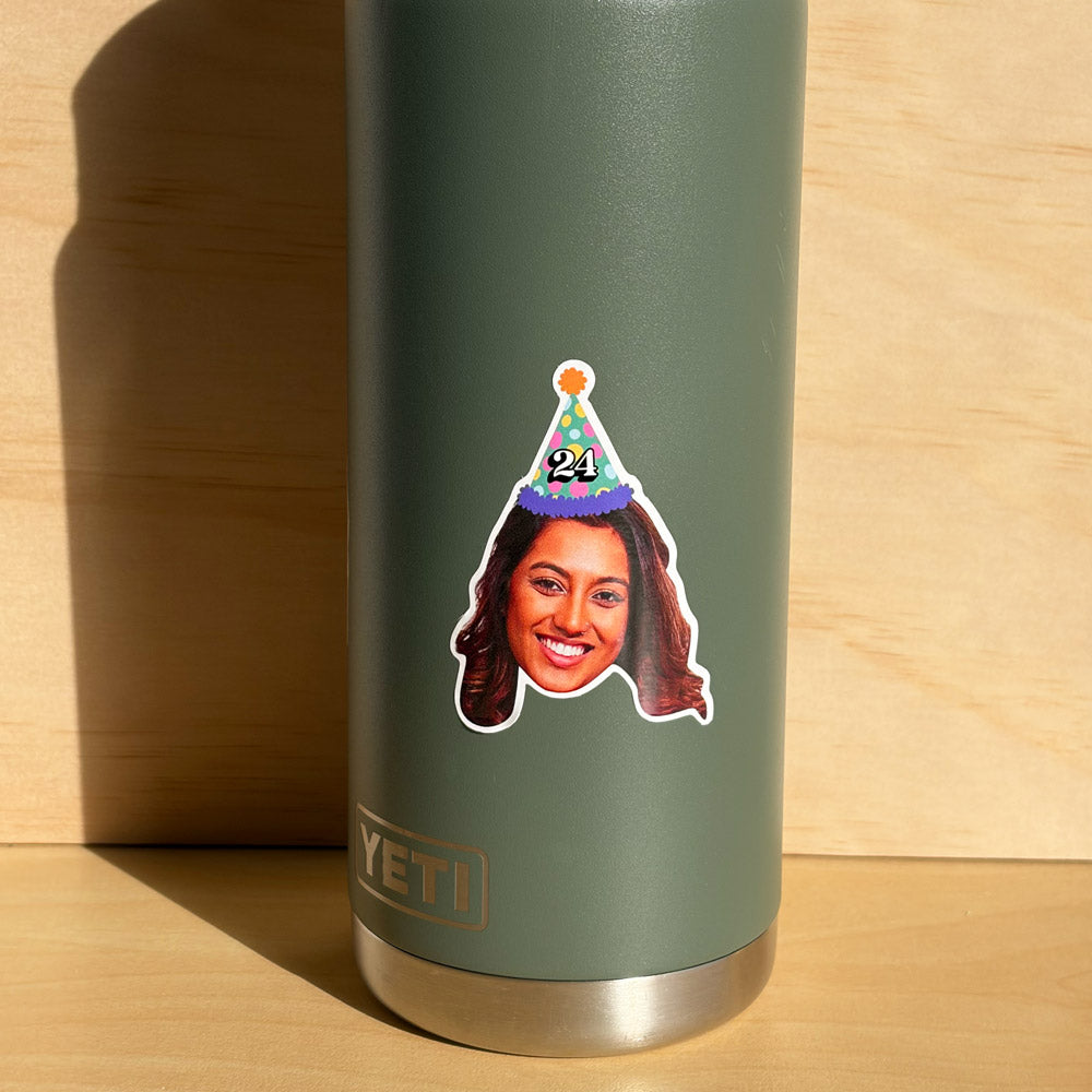 Personalised birthday face stickers by Peeler Stickers