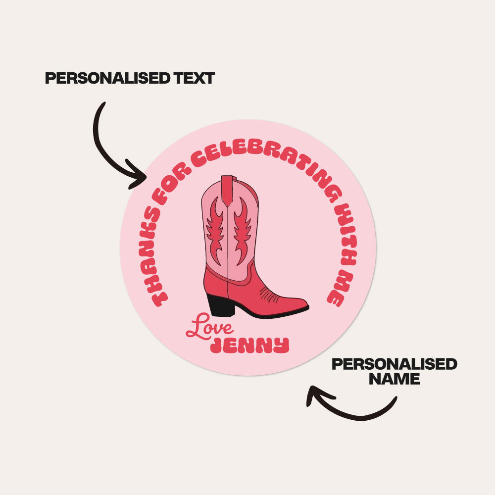 Western Cowgirl Boot Thank You Stickers