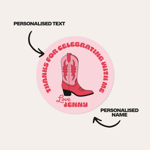 Western Cowgirl Boot Thank You Stickers