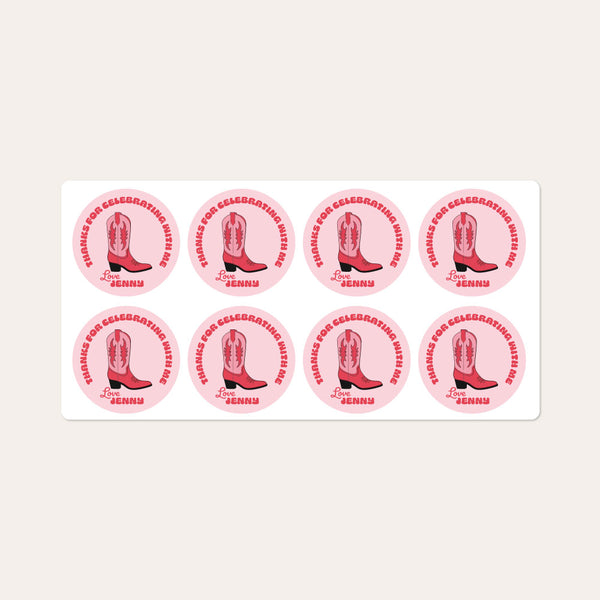 Western Cowgirl Boot Thank You Stickers