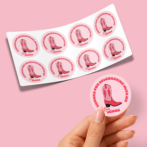 Western Cowgirl Boot Thank You Stickers