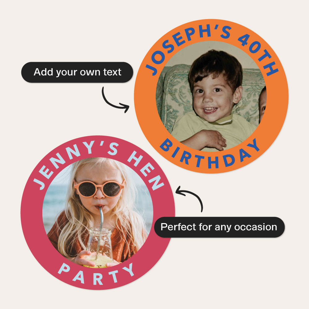 Custom Birthday Party Stickers – Upload your own custom photo