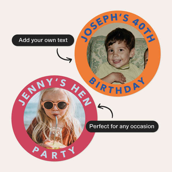 Custom Birthday Party Stickers – Upload your own custom photo