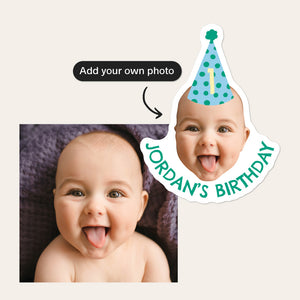 Custom Birthday Party Hat Stickers - Happy Birthday Labels