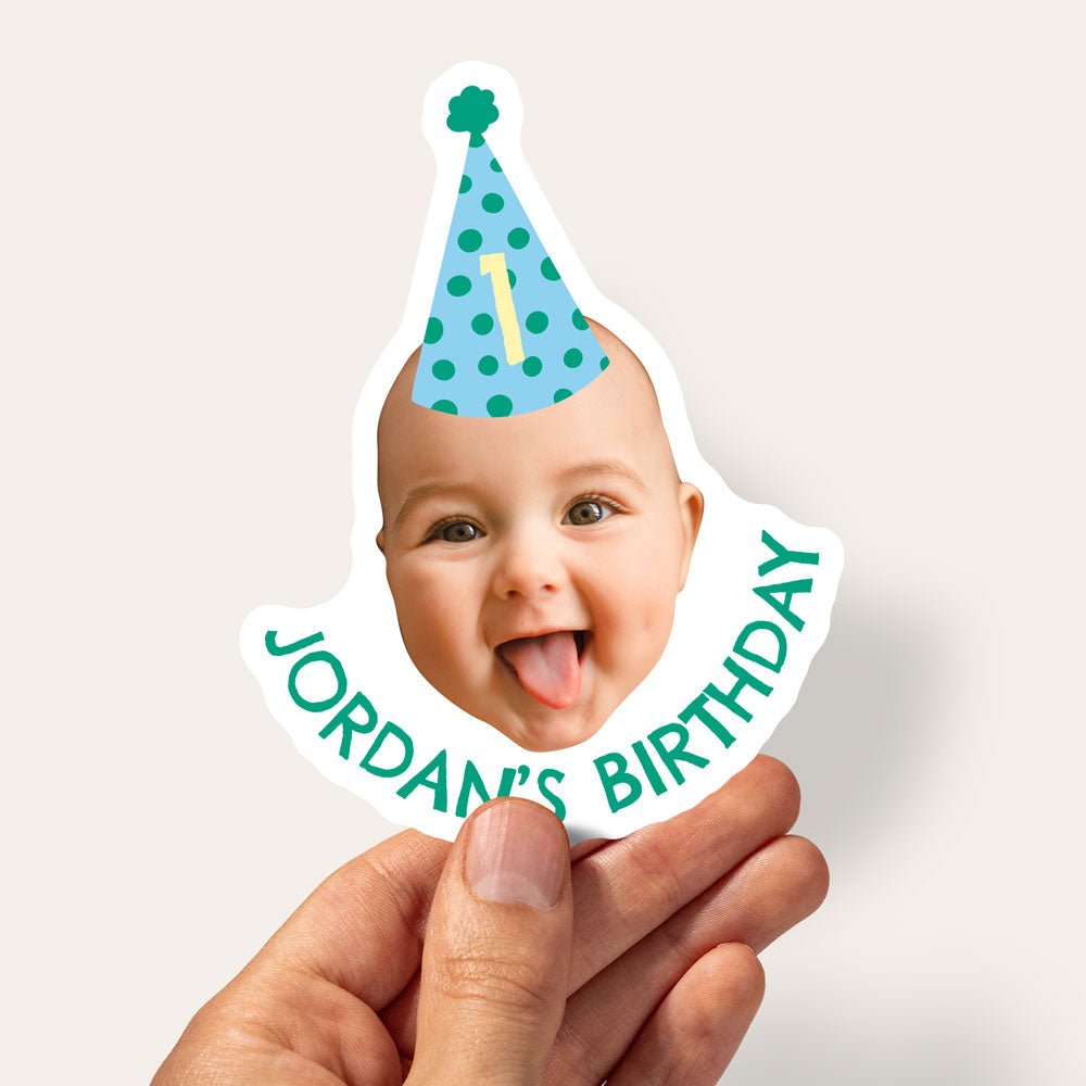 Custom Birthday Party Hat Stickers - Happy Birthday Labels