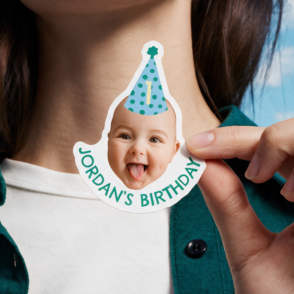 Custom Birthday Party Hat Stickers - Happy Birthday Labels