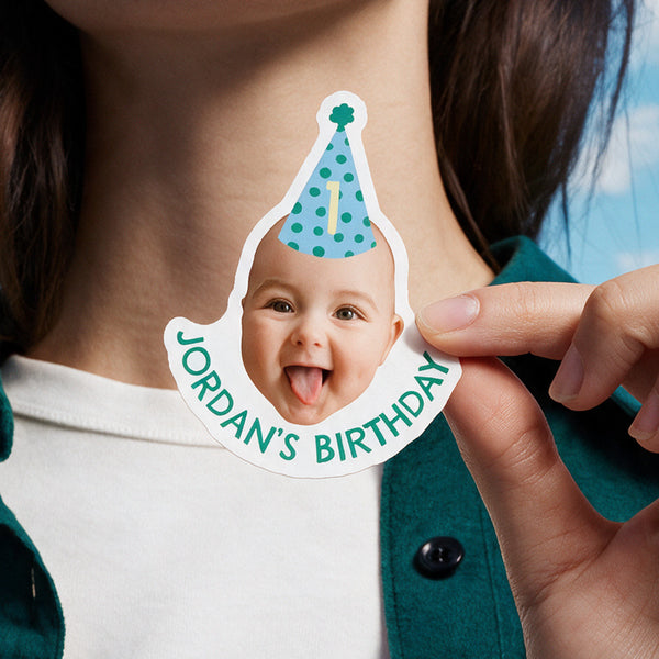 Custom Birthday Party Hat Stickers - Happy Birthday Labels