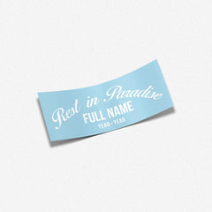 PERSONALISED REST IN PARADISE RIP Name Text Decal Sticker