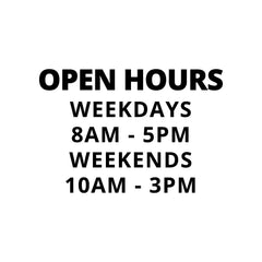 Personalised Open Hours Decal Signage