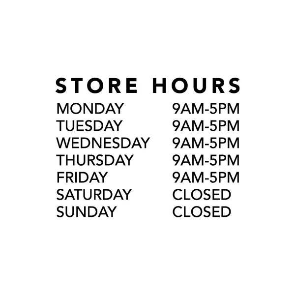 Opening Hours Decal 7 Days