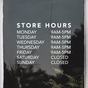 Opening Hours Decal 7 Days