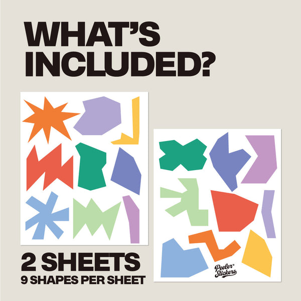 Colourful Abstract Shapes Wall Decals Stickers, Cute Kids  Nursery Room Decor