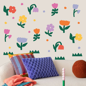Small Colourful Flowers Matte Wall Stickers
