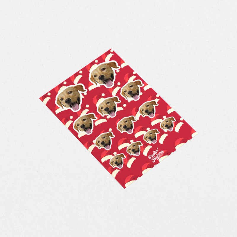 Christmas Hat Pattern - Custom Pet Sticker Sheet (Includes 12 Stickers)