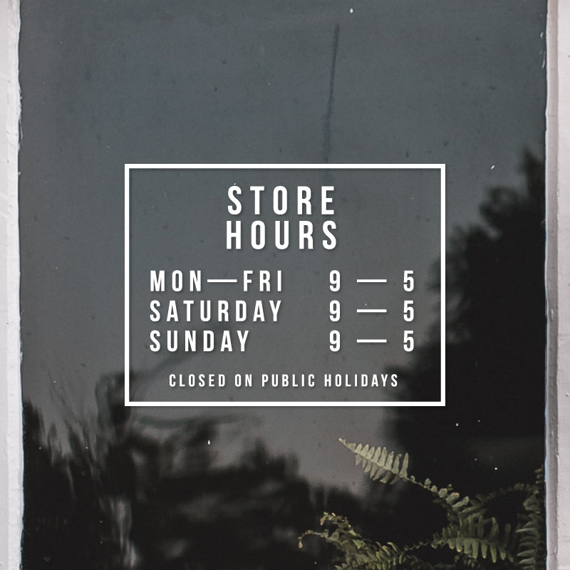 PERSONALISED Store Hours Outline Decal Sticker