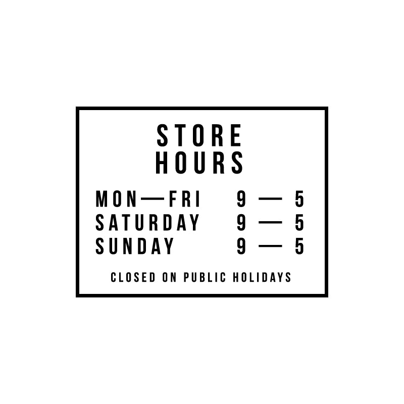 PERSONALISED Store Hours Outline Decal Sticker