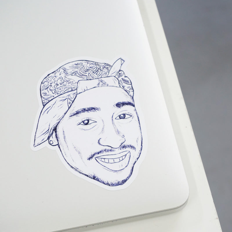 Tupac Blue Ink Printed Sticker