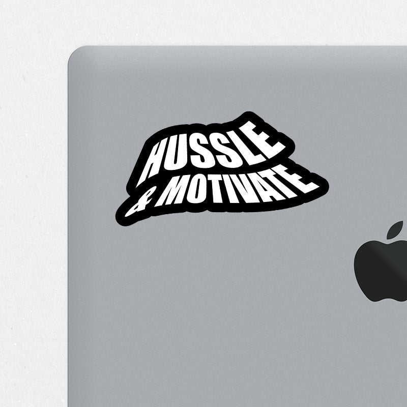 Hussle and Motivate Text Printed Sticker