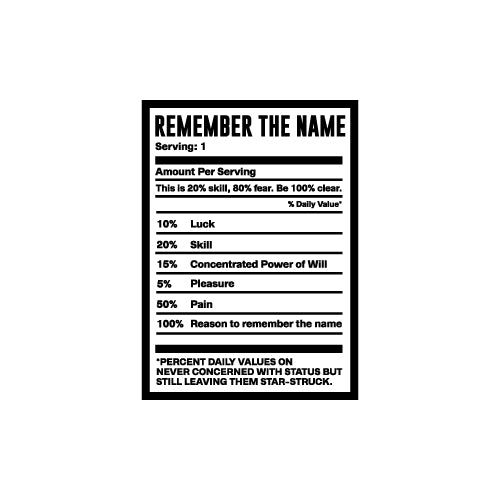 REMEMBER THE NAME Wall Decal Sticker