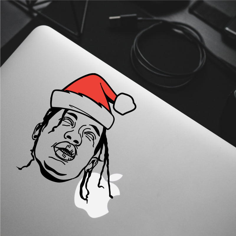 CHRISTMAS HAT TRAVIS SCOTT FACE Decal Sticker